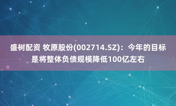 盛树配资 牧原股份(002714.SZ)：今年的目标是将整体负债规模降低100亿左右